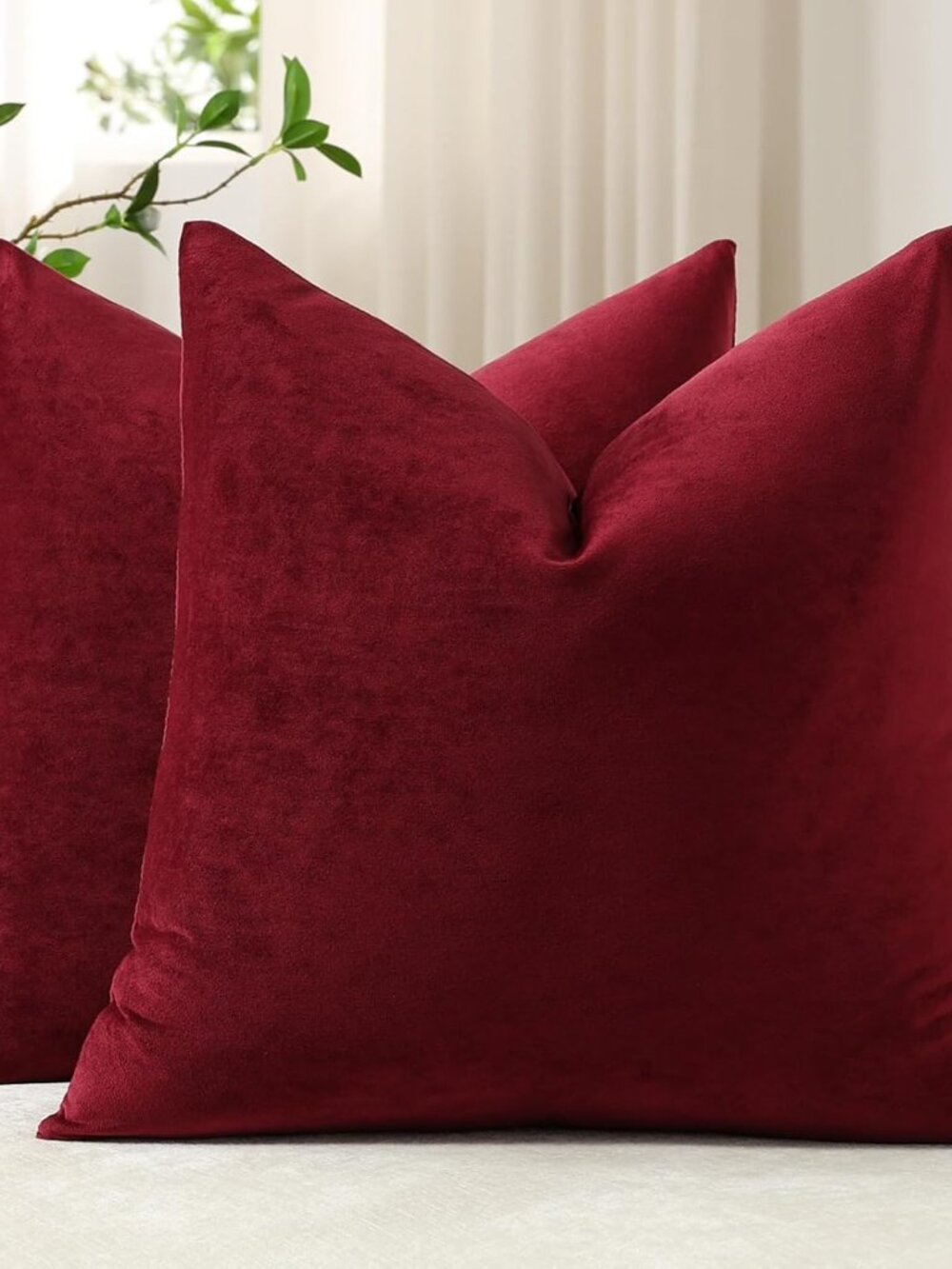 Luxury Velvet Throw Pillow - Deep Burgundy